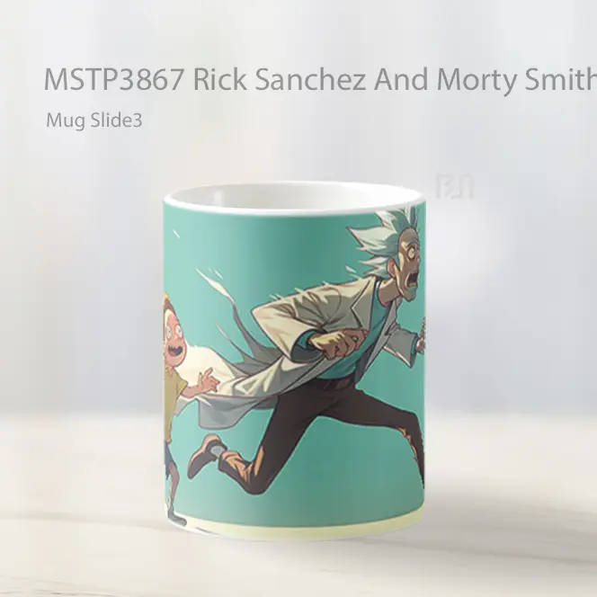 Rick Sanchez And Morty Smith On The Run Mug Gelas Keramik MSTP3867 - All-side / Desain