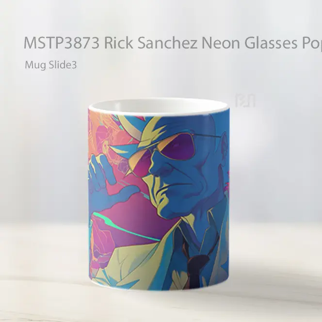 Rick Sanchez Neon Glasses Pop Art Mug Gelas Keramik MSTP3873 - All-side / Desain