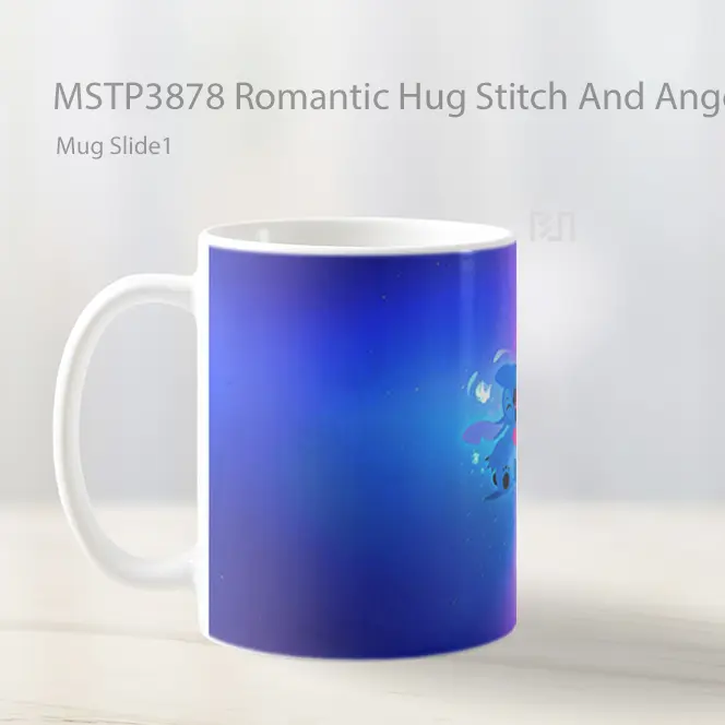 Romantic Hug Stitch And Angel Mug Gelas Keramik MSTP3878 - All-side / Desain