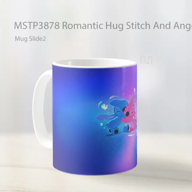 Romantic Hug Stitch And Angel Mug Gelas Keramik MSTP3878 - All-side / Desain