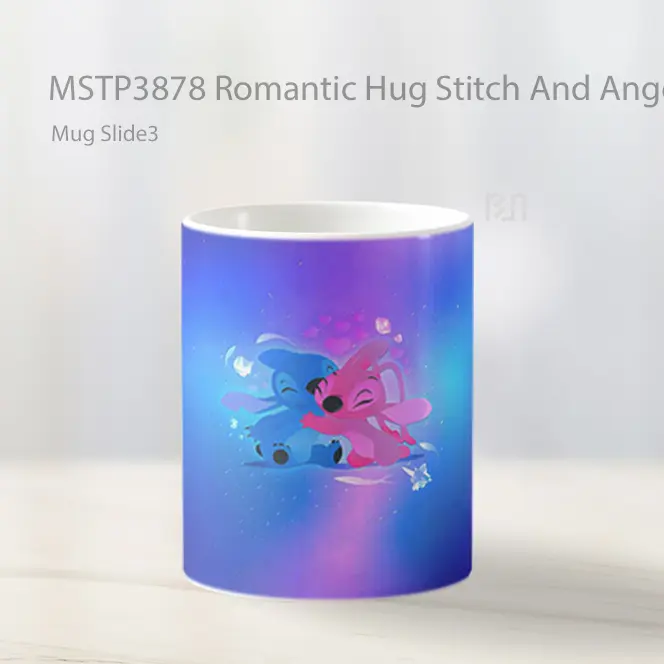 Romantic Hug Stitch And Angel Mug Gelas Keramik MSTP3878 - All-side / Desain