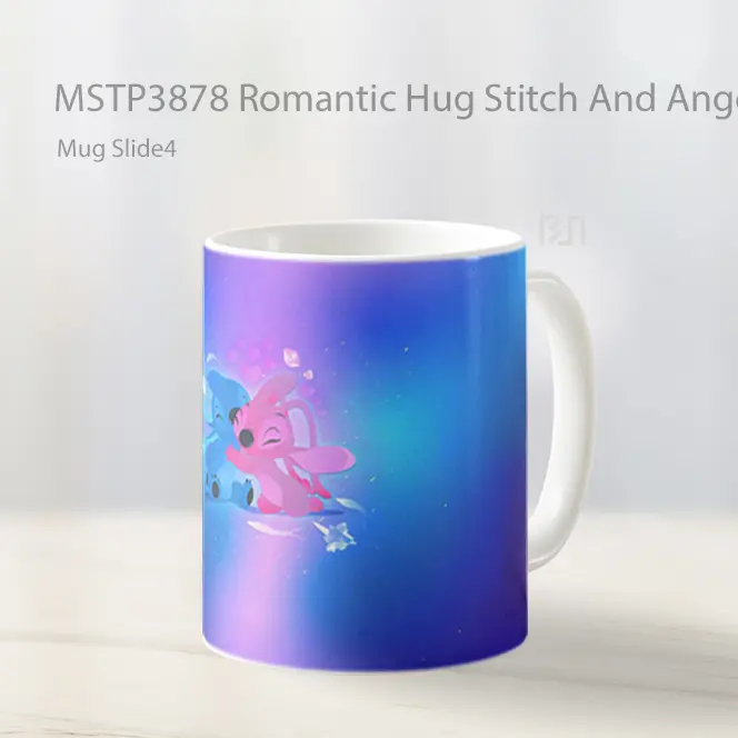 Romantic Hug Stitch And Angel Mug Gelas Keramik MSTP3878