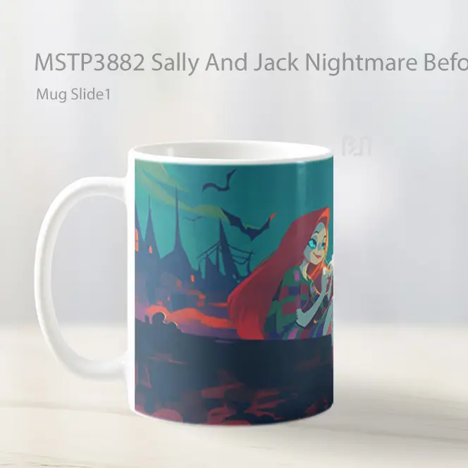 Sally And Jack Nightmare Before Christmas Mug Gelas Keramik MSTP3882 - All-side / Desain