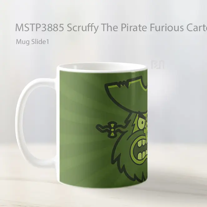 Scruffy The Pirate Furious Cartoon Face Mug Gelas Keramik MSTP3885 - All-side / Desain