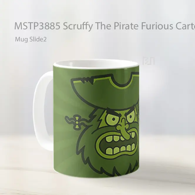 Scruffy The Pirate Furious Cartoon Face Mug Gelas Keramik MSTP3885 - All-side / Desain