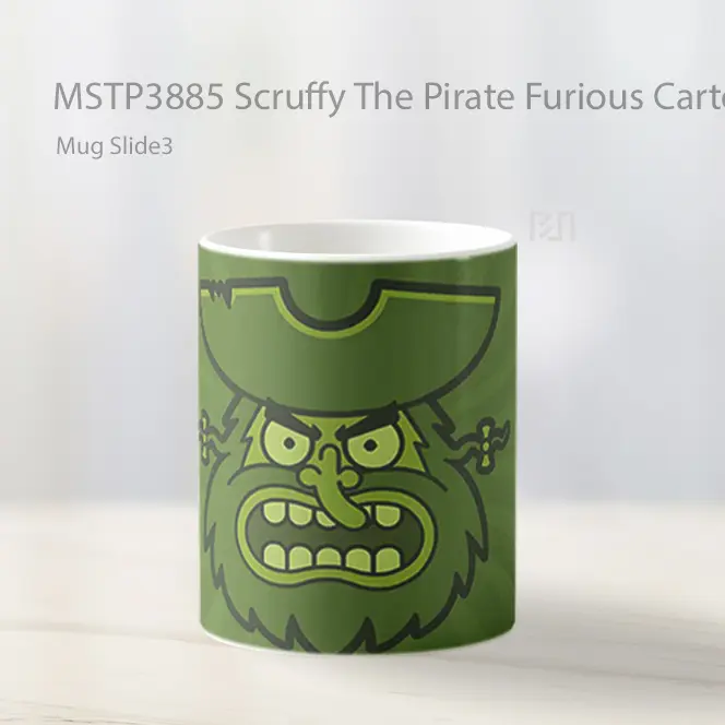 Scruffy The Pirate Furious Cartoon Face Mug Gelas Keramik MSTP3885 - All-side / Desain