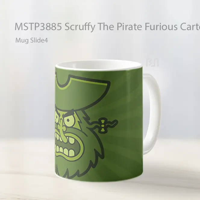Scruffy The Pirate Furious Cartoon Face Mug Gelas Keramik MSTP3885