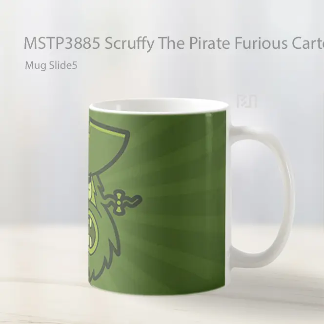 Scruffy The Pirate Furious Cartoon Face Mug Gelas Keramik MSTP3885 - All-side / Desain