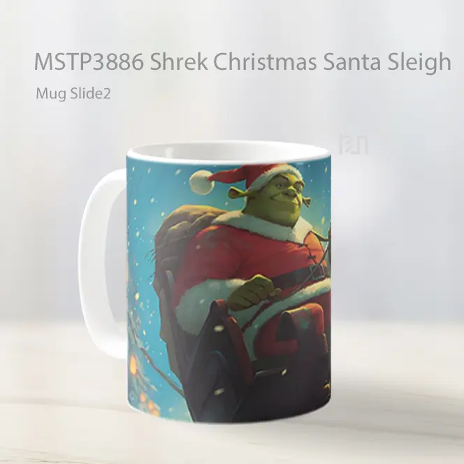 Shrek Christmas Santa Sleigh Mug Gelas Keramik MSTP3886 - All-side / Desain