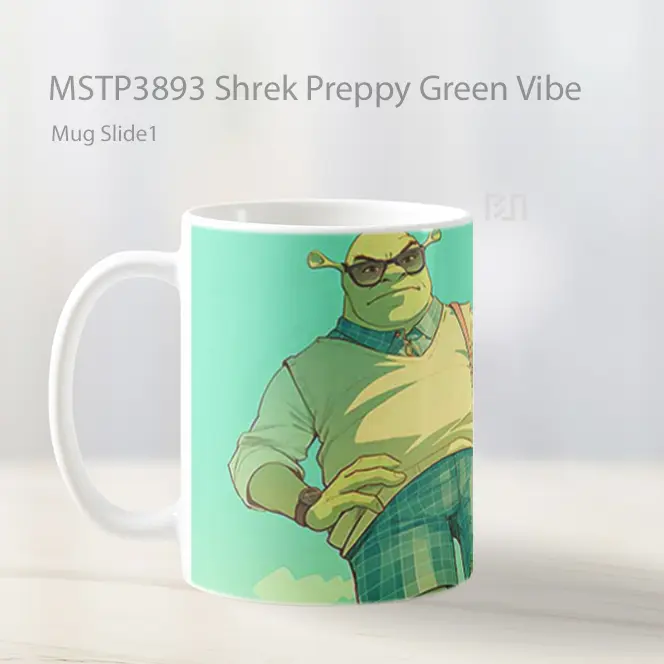 Shrek Preppy Green Vibe Mug Gelas Keramik MSTP3893 - All-side / Desain