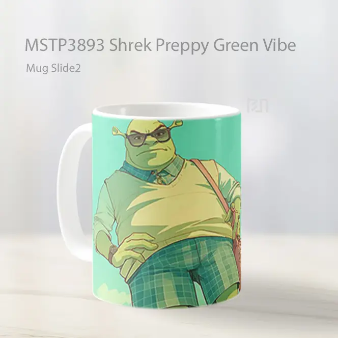 Shrek Preppy Green Vibe Mug Gelas Keramik MSTP3893 - All-side / Desain