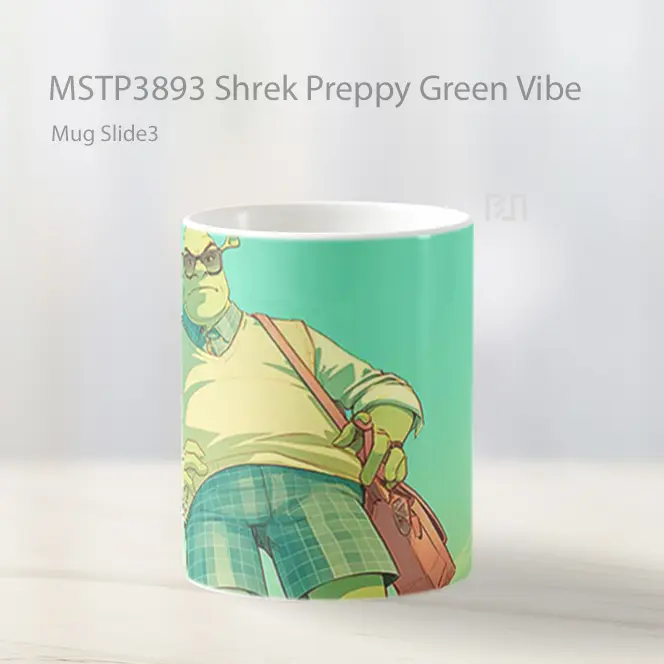 Shrek Preppy Green Vibe Mug Gelas Keramik MSTP3893 - All-side / Desain
