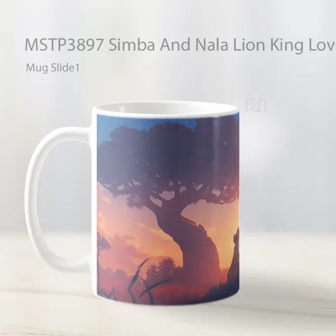 Simba And Nala Lion King Love Valentines Mug Gelas Keramik MSTP3897 - All-side / Desain