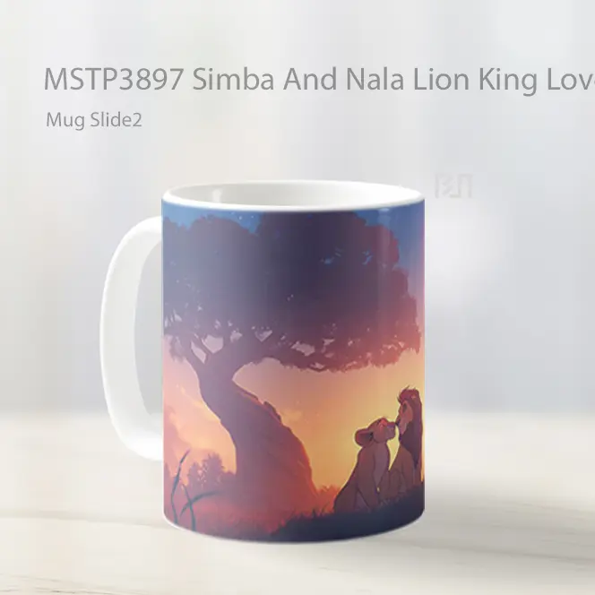 Simba And Nala Lion King Love Valentines Mug Gelas Keramik MSTP3897 - All-side / Desain