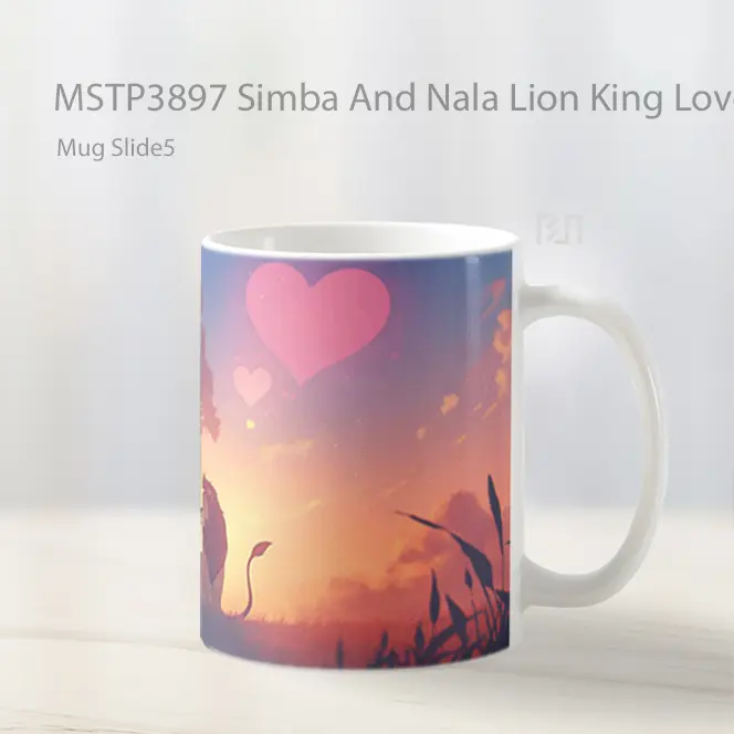Simba And Nala Lion King Love Valentines Mug Gelas Keramik MSTP3897 - All-side / Desain