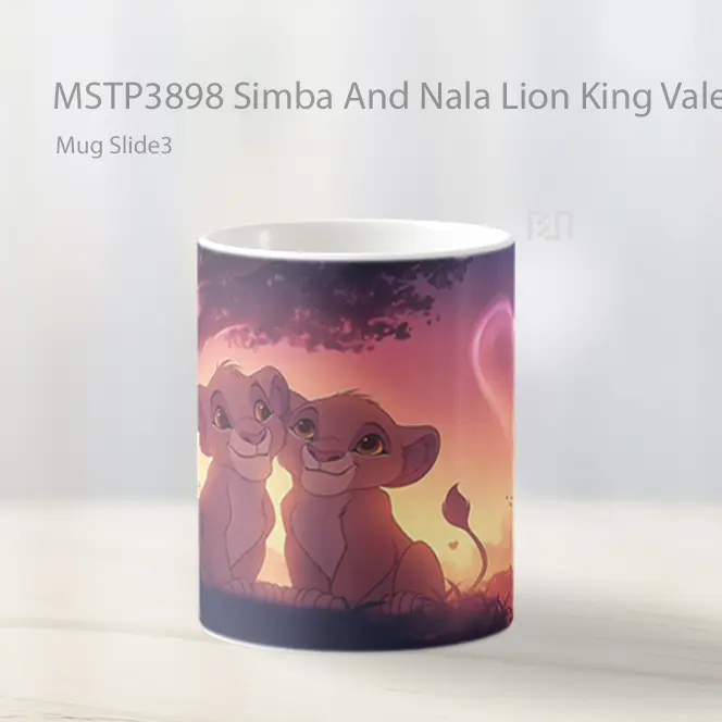 Simba And Nala Lion King Valentines Mug Gelas Keramik MSTP3898 - All-side / Desain