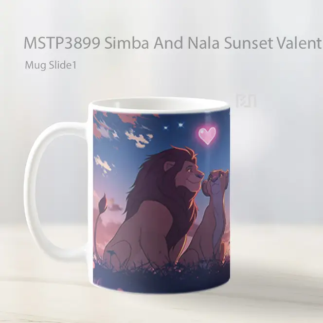 Simba And Nala Sunset Valentines Mug Gelas Keramik MSTP3899 - All-side / Desain