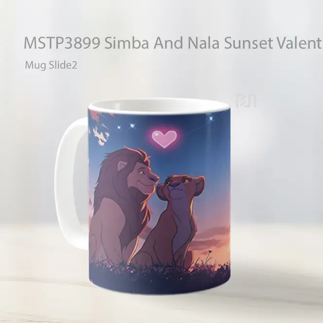 Simba And Nala Sunset Valentines Mug Gelas Keramik MSTP3899 - All-side / Desain