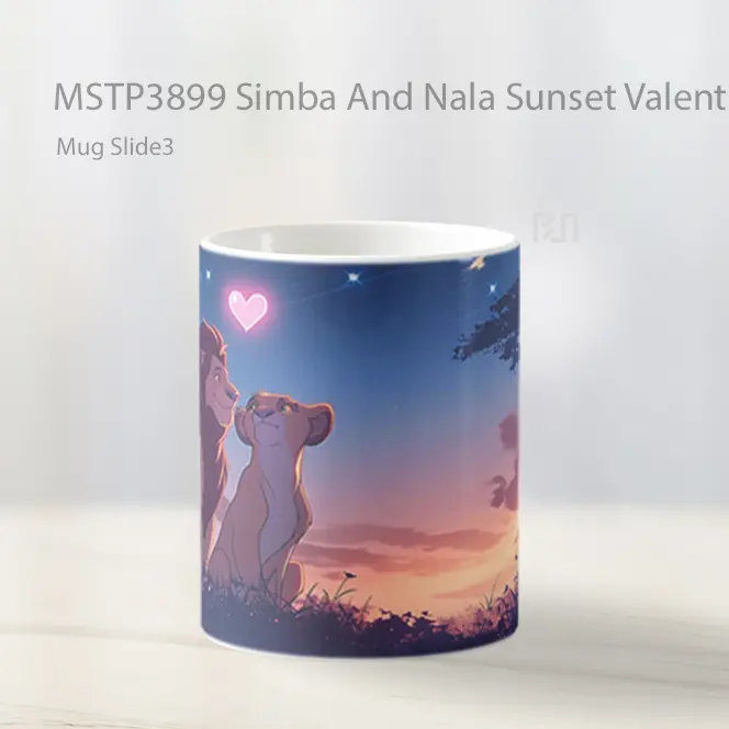 Simba And Nala Sunset Valentines Mug Gelas Keramik MSTP3899 - All-side / Desain