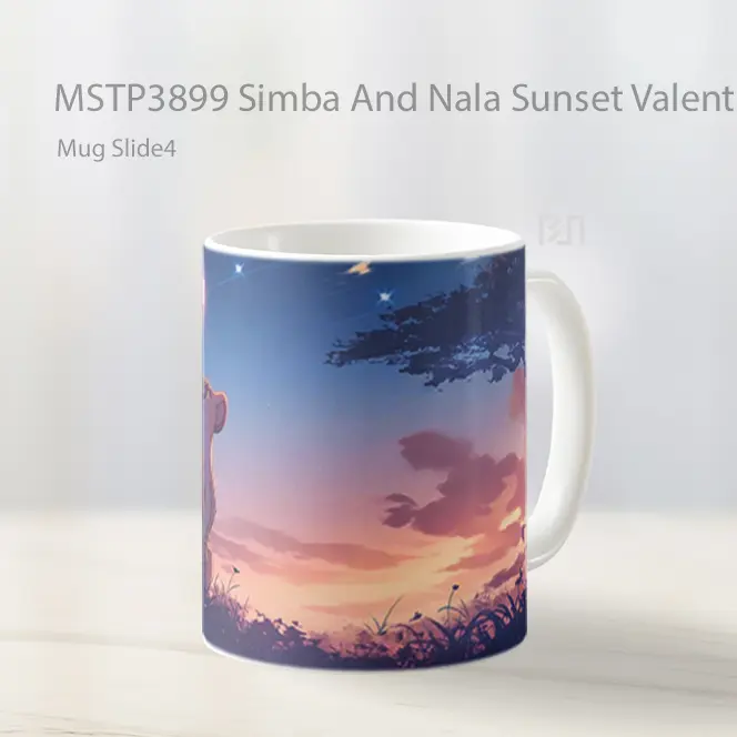 Simba And Nala Sunset Valentines Mug Gelas Keramik MSTP3899