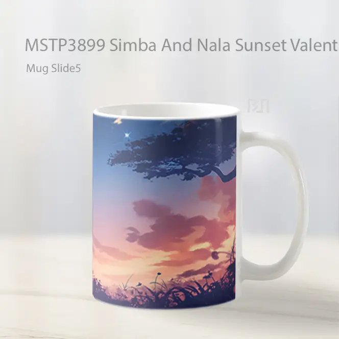 Simba And Nala Sunset Valentines Mug Gelas Keramik MSTP3899 - All-side / Desain