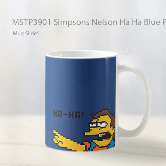 Simpsons Nelson Ha Ha Blue Pixel Mug Gelas Keramik MSTP3901 - All-side / Desain
