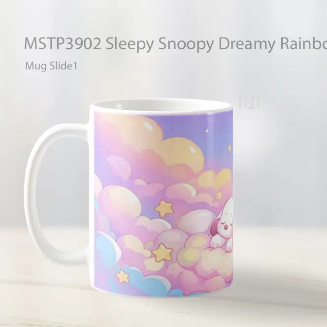 Sleepy Snoopy Dreamy Rainbow Mug Gelas Keramik MSTP3902 - All-side / Desain