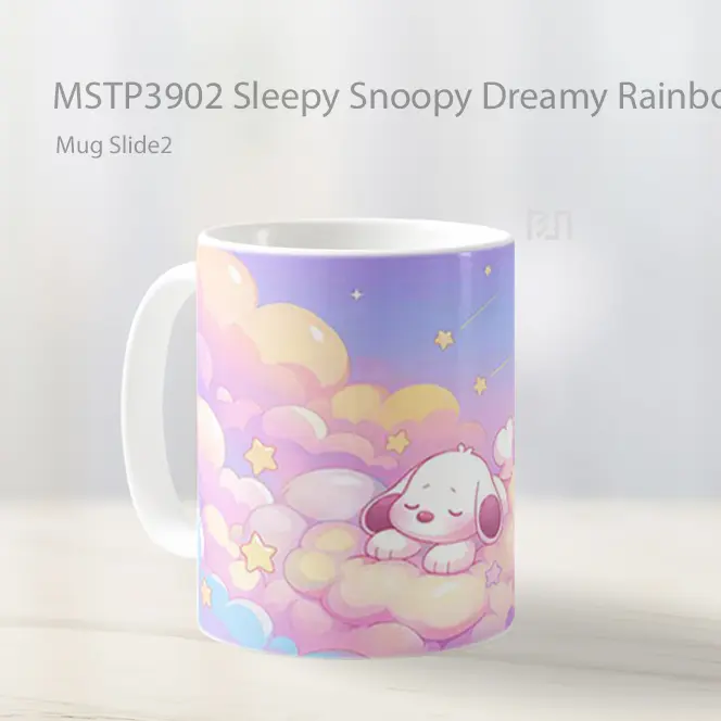 Sleepy Snoopy Dreamy Rainbow Mug Gelas Keramik MSTP3902 - All-side / Desain