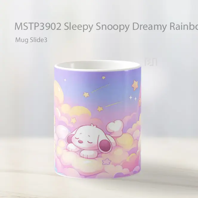 Sleepy Snoopy Dreamy Rainbow Mug Gelas Keramik MSTP3902 - All-side / Desain