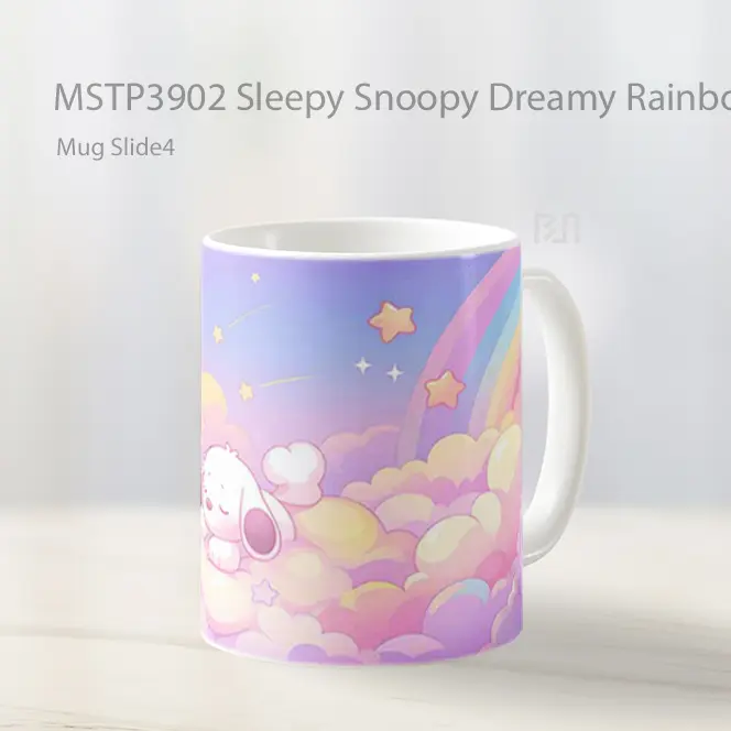 Sleepy Snoopy Dreamy Rainbow Mug Gelas Keramik MSTP3902