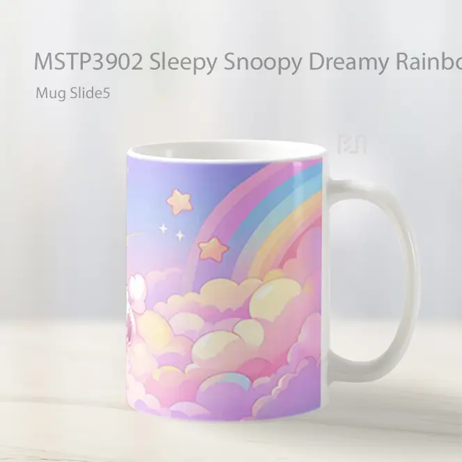 Sleepy Snoopy Dreamy Rainbow Mug Gelas Keramik MSTP3902 - All-side / Desain