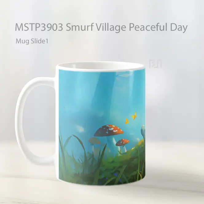 Smurf Village Peaceful Day Mug Gelas Keramik MSTP3903 - All-side / Desain