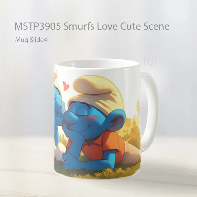 Smurfs Love Cute Scene Mug Gelas Keramik MSTP3905