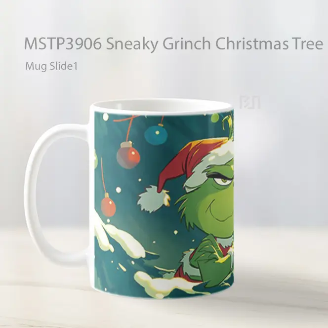 Sneaky Grinch Christmas Tree Mug Gelas Keramik MSTP3906 - All-side / Desain