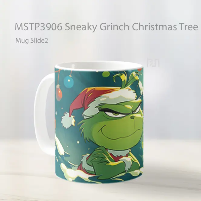 Sneaky Grinch Christmas Tree Mug Gelas Keramik MSTP3906 - All-side / Desain