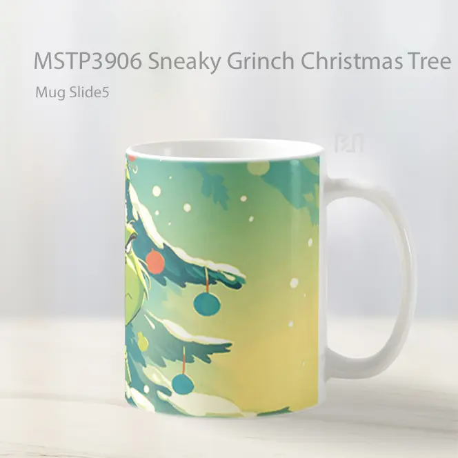 Sneaky Grinch Christmas Tree Mug Gelas Keramik MSTP3906 - All-side / Desain