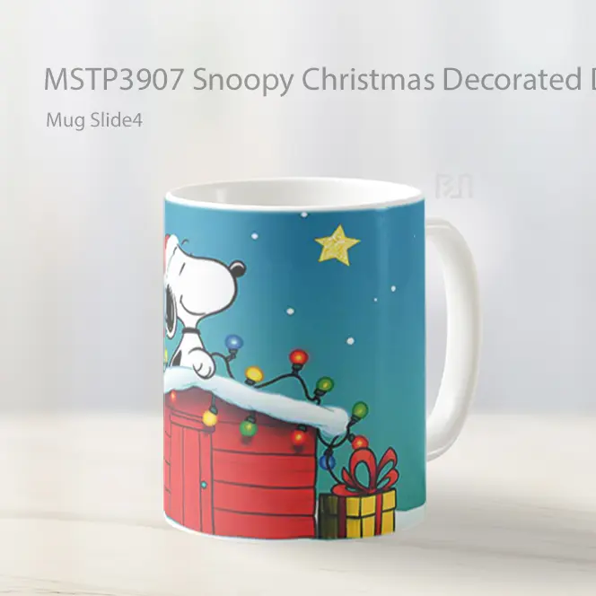 Snoopy Christmas Decorated Doghouse Pc Mug Gelas Keramik MSTP3907