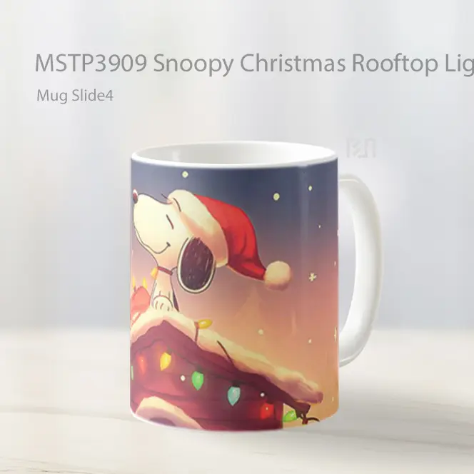 Snoopy Christmas Rooftop Lights Pc Mug Gelas Keramik MSTP3909