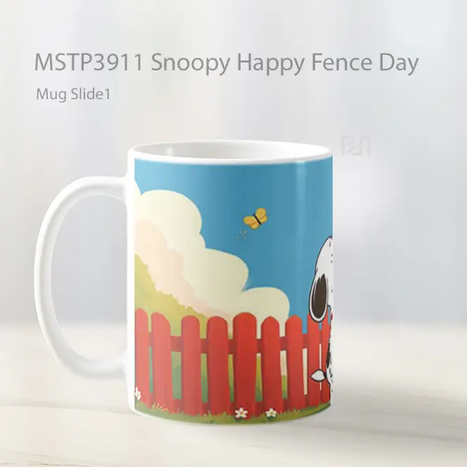Snoopy Happy Fence Day Mug Gelas Keramik MSTP3911 - All-side / Desain