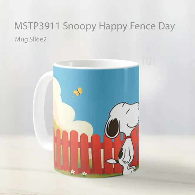 Snoopy Happy Fence Day Mug Gelas Keramik MSTP3911 - All-side / Desain