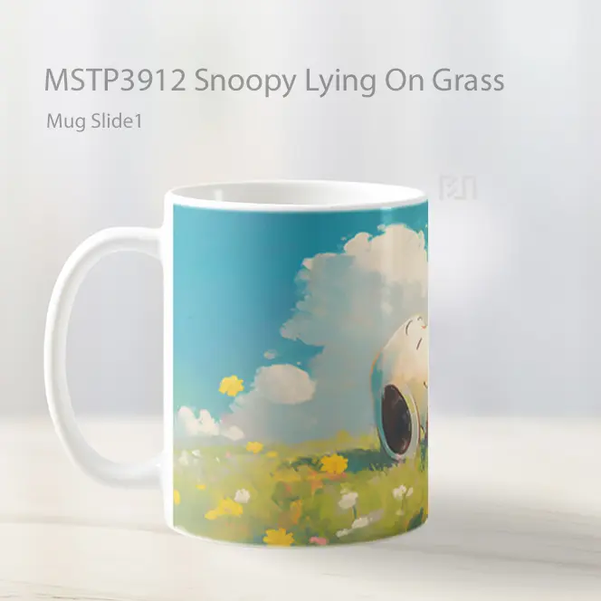 Snoopy Lying On Grass Mug Gelas Keramik MSTP3912 - All-side / Desain