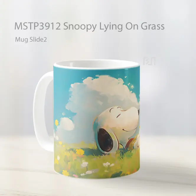 Snoopy Lying On Grass Mug Gelas Keramik MSTP3912 - All-side / Desain