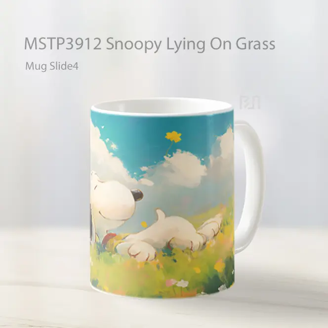 Snoopy Lying On Grass Mug Gelas Keramik MSTP3912