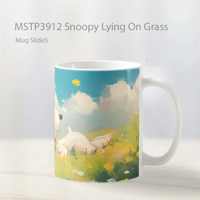 Snoopy Lying On Grass Mug Gelas Keramik MSTP3912 - All-side / Desain