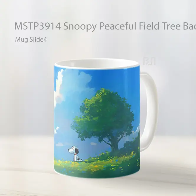 Snoopy Peaceful Field Tree Background Mug Gelas Keramik MSTP3914