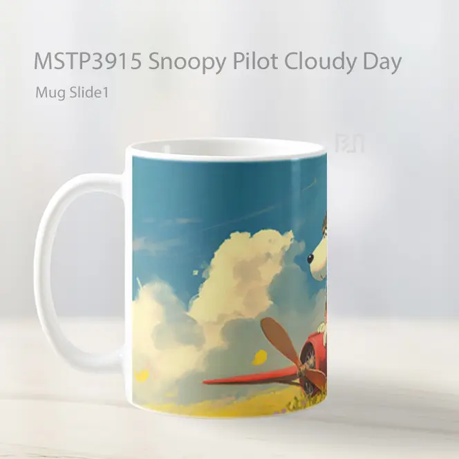 Snoopy Pilot Cloudy Day Mug Gelas Keramik MSTP3915 - All-side / Desain