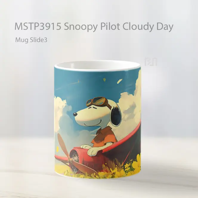 Snoopy Pilot Cloudy Day Mug Gelas Keramik MSTP3915 - All-side / Desain