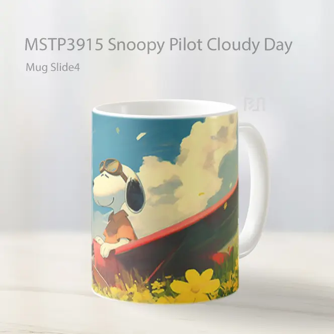 Snoopy Pilot Cloudy Day Mug Gelas Keramik MSTP3915