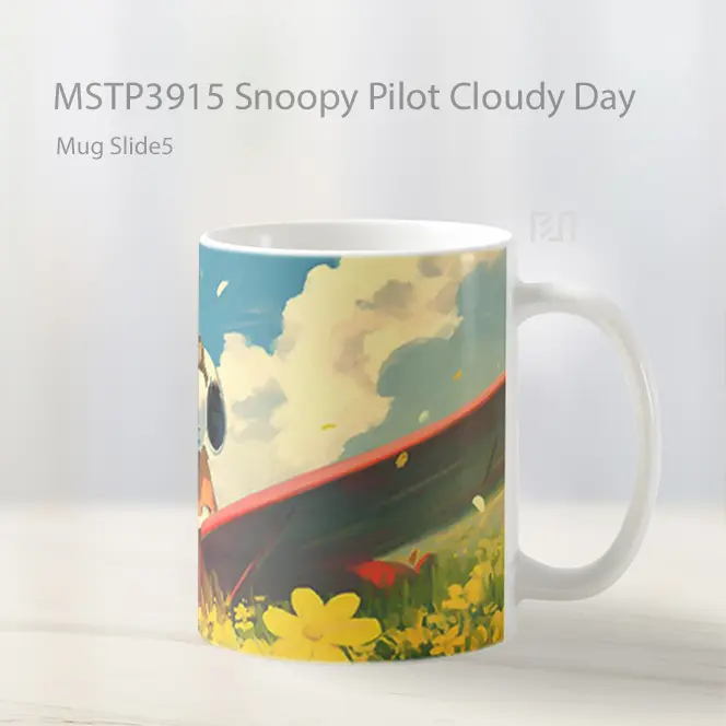 Snoopy Pilot Cloudy Day Mug Gelas Keramik MSTP3915 - All-side / Desain
