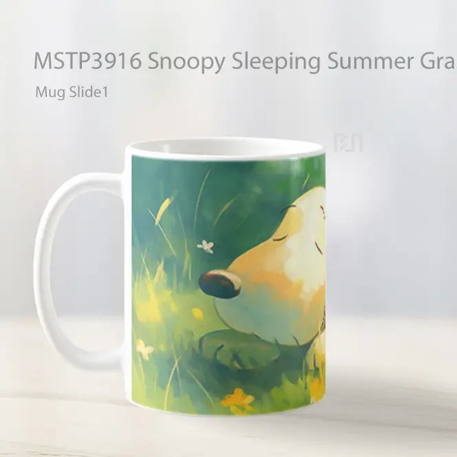 Snoopy Sleeping Summer Grass Mug Gelas Keramik MSTP3916 - All-side / Desain